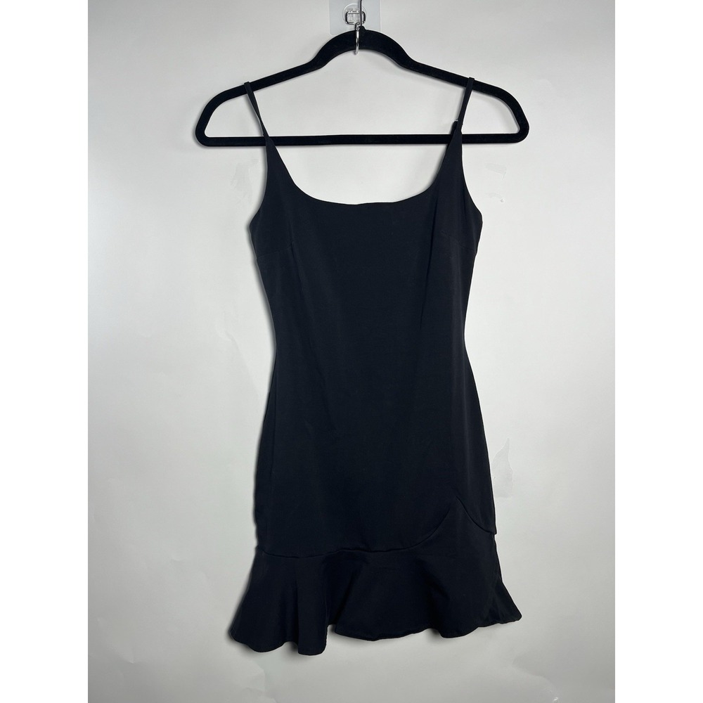Princess Polly Black Mini Slip Dress with Flounce Hem